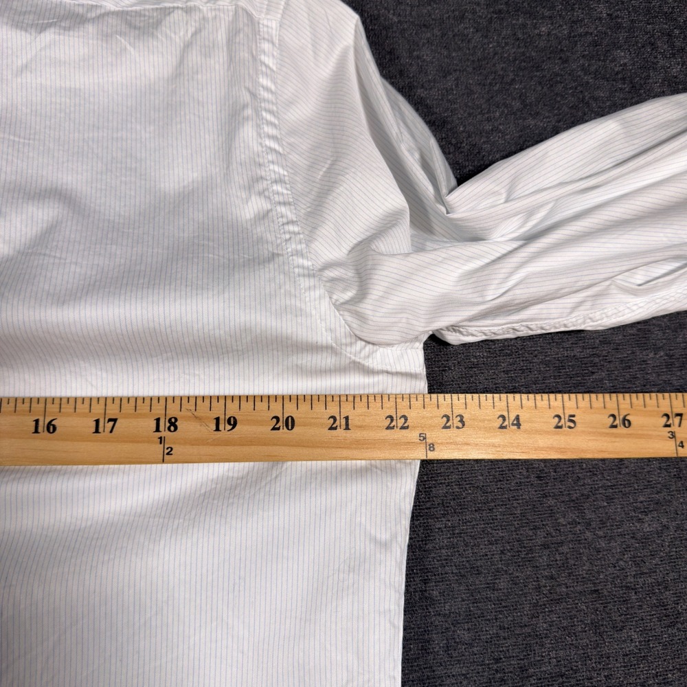 Suitsupply Button Up Shirt Mens 16L White Blue Pinstripe Egyptian Cotton Preppy - Picture 5 of 9